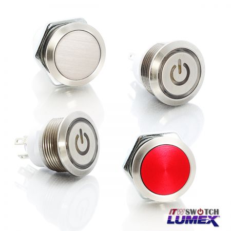 19mm 5A/28VDC SnapAction Pushbutton Switches - 19mm High Current Waterproof Push Switches